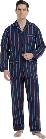 GLOBAL Men's Pajamas Sets 100% Cotton Flannel Sleepwear Long-Sleeve top & Bottom in Saudi Arabia