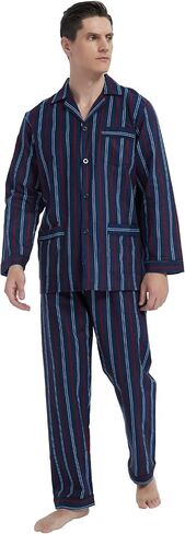 GLOBAL Men's Pajamas Sets 100% Cotton Flannel Sleepwear Long-Sleeve top & Bottom in Saudi Arabia