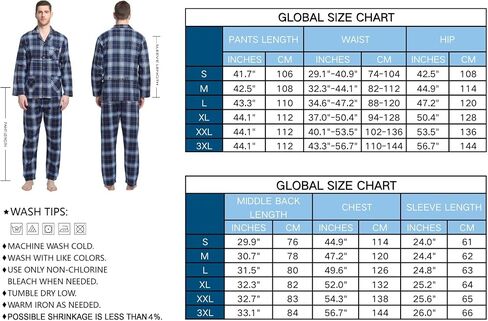 GLOBAL Men's Pajamas Sets 100% Cotton Flannel Sleepwear Long-Sleeve top & Bottom in Saudi Arabia