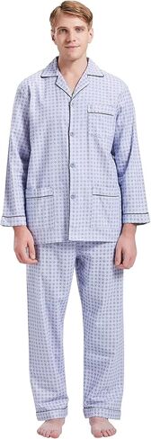 GLOBAL Men's Pajamas Sets 100% Cotton Flannel Sleepwear Long-Sleeve top & Bottom in Saudi Arabia