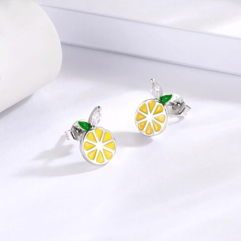 Cute Orange Fruit Earrings 925 Sterling Silver Tangerine Stud Summer Statement Jewelry Wedding Birthday Gifts for Women Girls Teens in Saudi Arabia