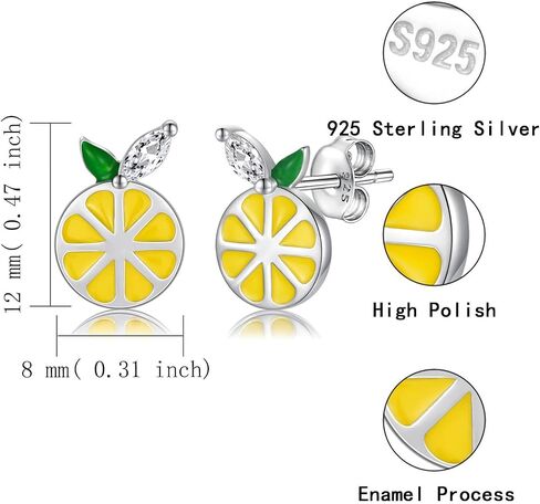 Cute Orange Fruit Earrings 925 Sterling Silver Tangerine Stud Summer Statement Jewelry Wedding Birthday Gifts for Women Girls Teens in Saudi Arabia