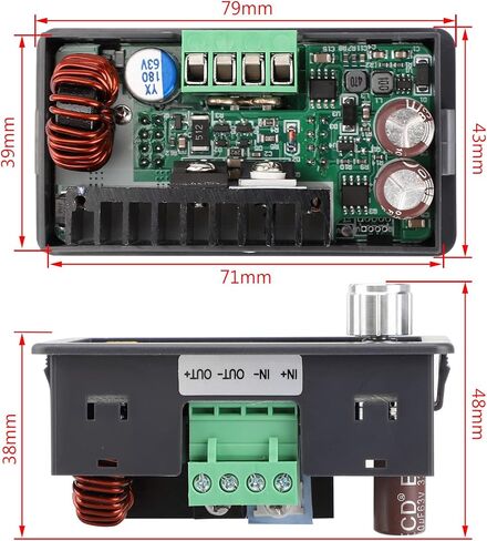 DROK® Numerical Control Step Down Voltage Regulator Stabilizer, DC 6-55V to 0-50V 5A Constant Voltage Current Buck Power Converter Voltage Transformer, Variable Regulated Power Supply, LCD Display in Saudi Arabia