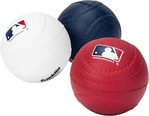 Franklin Sports Foam Baseballs - Soft Foam Practice Baseballs for Kids - Perfect for Hitting and Indoor or Outdoor Play - 3 Pack - Official MLB Licensed Product in Saudi Arabia