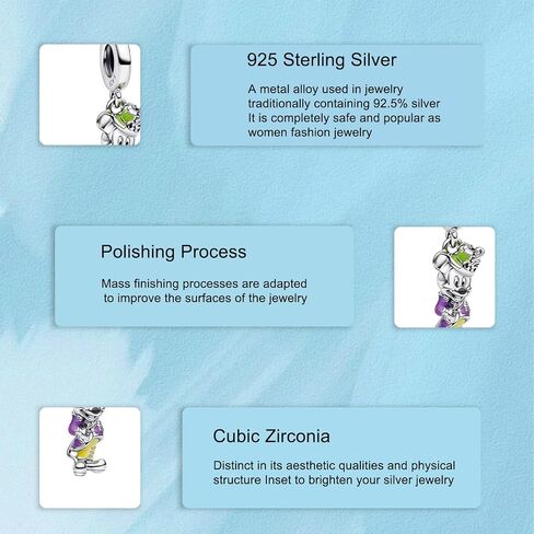 S925 Sterling Silver Charm Pendant Dangle Beads Mouse Colored Glass Bead for Bracelet Necklace for Women Girls Gifts in Saudi Arabia