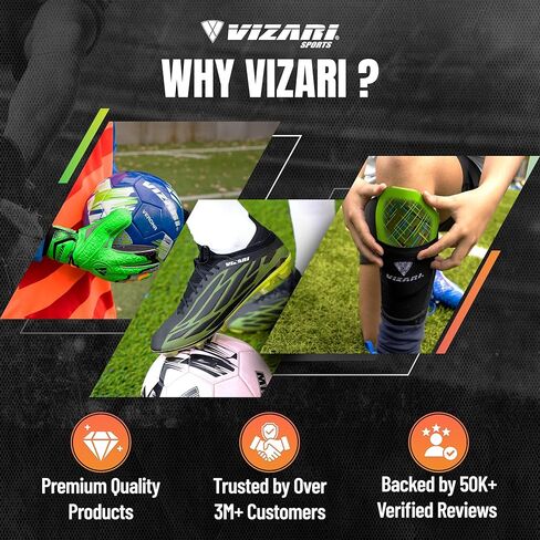 Vizari Malaga Soccer Shin Guards - Breathable & Lightweight Soccer Shin Pads with Ankle Protection - Reduces Shocks & Injuries - Adults, Youth & Kids Soccer Shin Guards with Non-Slip Adjustable Strap in Kuwait