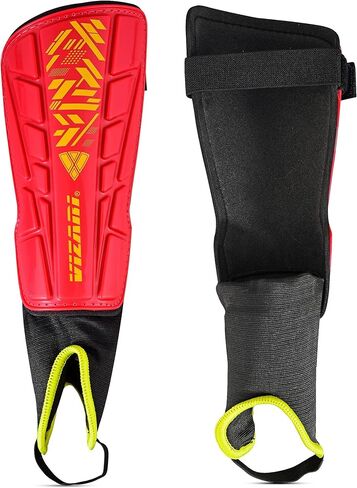 Vizari Malaga Soccer Shin Guards - Breathable & Lightweight Soccer Shin Pads with Ankle Protection - Reduces Shocks & Injuries - Adults, Youth & Kids Soccer Shin Guards with Non-Slip Adjustable Strap in Kuwait