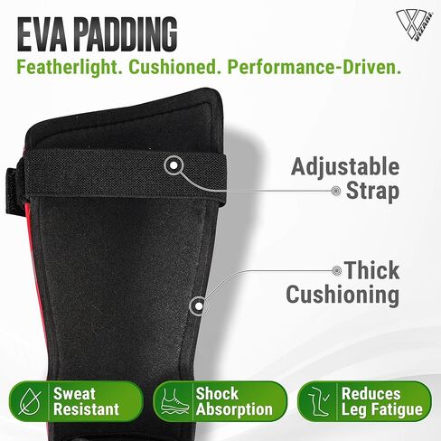 Vizari Malaga Soccer Shin Guards - Breathable & Lightweight Soccer Shin Pads with Ankle Protection - Reduces Shocks & Injuries - Adults, Youth & Kids Soccer Shin Guards with Non-Slip Adjustable Strap in Kuwait
