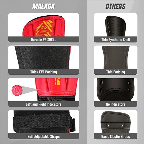 Vizari Malaga Soccer Shin Guards - Breathable & Lightweight Soccer Shin Pads with Ankle Protection - Reduces Shocks & Injuries - Adults, Youth & Kids Soccer Shin Guards with Non-Slip Adjustable Strap in Kuwait