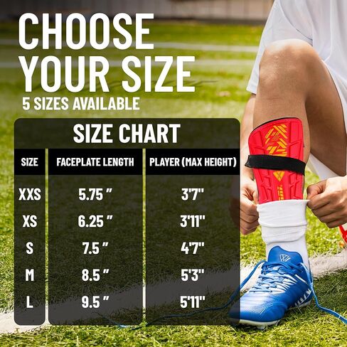 Vizari Malaga Soccer Shin Guards - Breathable & Lightweight Soccer Shin Pads with Ankle Protection - Reduces Shocks & Injuries - Adults, Youth & Kids Soccer Shin Guards with Non-Slip Adjustable Strap in Kuwait