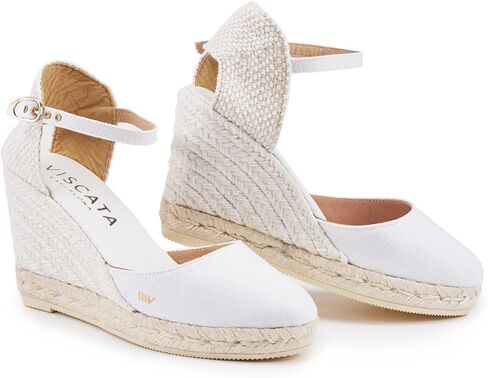 VISCATA Satuna Espadrille Canvas Wedges Spain Handmade 3 ½" Heel Women's Sandals with Breathable Organic Cotton Canvas and 100% Natural Jute Midsole for All Occasions: Casual, Work, Party in Saudi Arabia