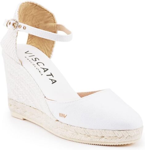 VISCATA Satuna Espadrille Canvas Wedges Spain Handmade 3 ½" Heel Women's Sandals with Breathable Organic Cotton Canvas and 100% Natural Jute Midsole for All Occasions: Casual, Work, Party in Saudi Arabia