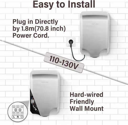ADA Compliant Commercial Hand Dryer110V 700W High Speed Heater ON/OFF switch White ABS Cover Wall Mount in Kuwait