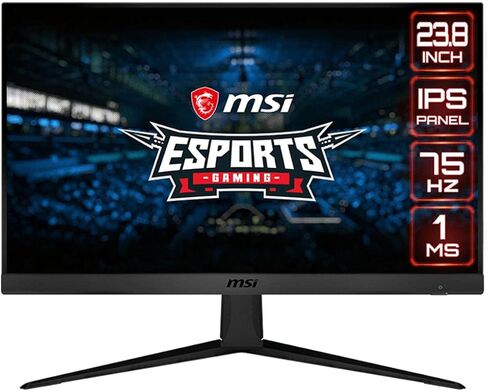 MSI G241V E2، شاشة ألعاب مقاس 24 بوصة، 1920 × 1080 (FHD)، IPS، 1 مللي ثانية، 75 هرتز، FreeSync، HDMI، منفذ عرض، إمالة in Kuwait
