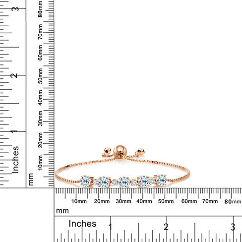 Gem Stone King 18K Rose Gold Plated Silver London Blue Topaz and White Lab Grown Diamond Tennis Bracelet For Women (3.76 Cttw, Gemstone Birthstone, Fully Adjustable Up to 9 Inch) in Saudi Arabia