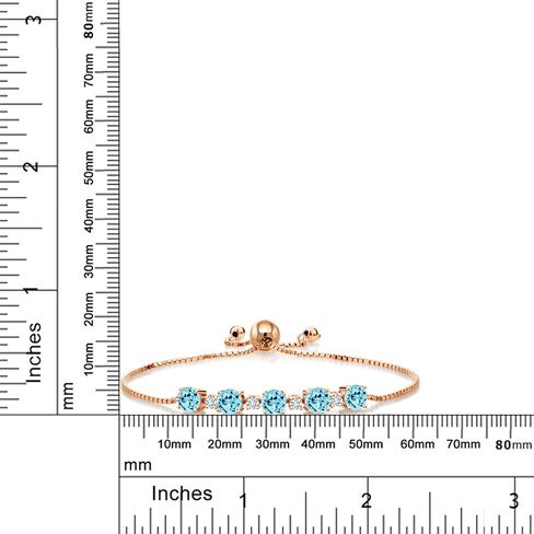 Gem Stone King 18K Rose Gold Plated Silver London Blue Topaz and White Lab Grown Diamond Tennis Bracelet For Women (3.76 Cttw, Gemstone Birthstone, Fully Adjustable Up to 9 Inch) in Saudi Arabia