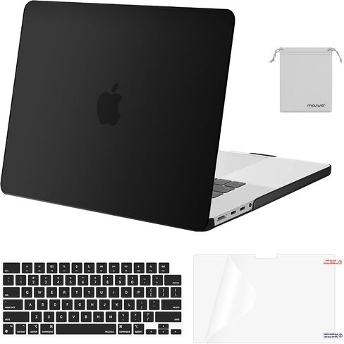 MOSISO Compatible with MacBook Pro 16 inch Case 2023 2022 2021 Release M3 A2991 M2 A2780 M1 A2485 Pro Max Chip, Plastic Hard Shell Case&Keyboard Cover&Screen Protector&Storage Bag, Black in Saudi Arabia