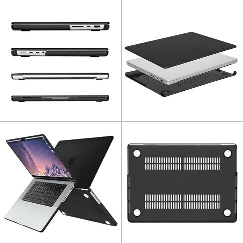 MOSISO Compatible with MacBook Pro 16 inch Case 2023 2022 2021 Release M3 A2991 M2 A2780 M1 A2485 Pro Max Chip, Plastic Hard Shell Case&Keyboard Cover&Screen Protector&Storage Bag, Black in Saudi Arabia