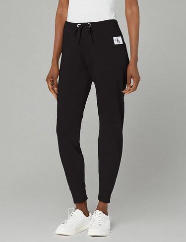 Calvin Klein Women's Logo Cozy Fleece Jogger, Black, X-Small in Saudi Arabia