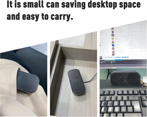 مكبر صوت USB للكمبيوتر المكتبي، مكبر صوت صغير محمول للكمبيوتر الشخصي، أسود in Kuwait