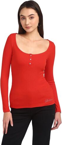 GUESS Women's Long Sleeve Karlee Jewel Button Henley in Saudi Arabia