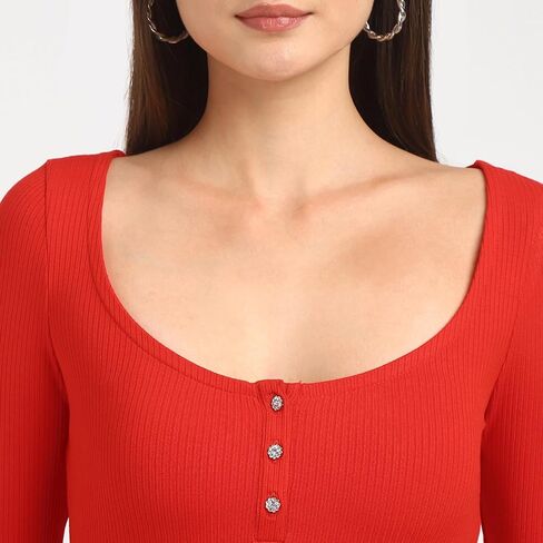 GUESS Women's Long Sleeve Karlee Jewel Button Henley in Saudi Arabia