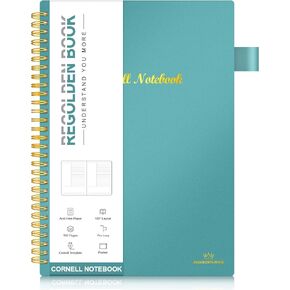 Regolden-Book Cornell Notes Notebook, Study Note Taking System, Spiral Notebooks, Subject College Ruled Notebook Steno Pads for Office School College Home (7x10)