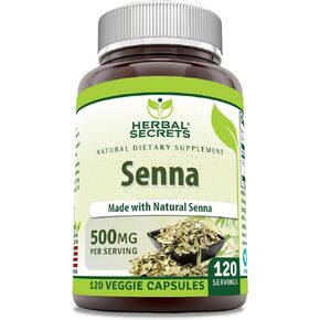 Herbal Secrets Senna 500 mg 120 Veggie Capsules Supplement | Made with Natural Senna | Non-GMO | Gluten Free | Made in USA