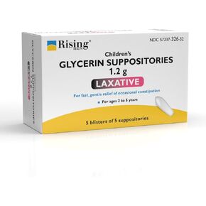 Rising Health - Fast Relief Medicated Laxative Suppositories for Kids & Infants - Rectal Use Only, Children's Glycerine 1.2 g - Gentle & Quick Constipation Relief (12 Count, 12, Count)