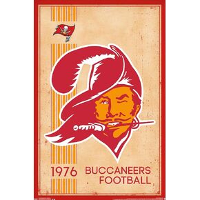 Trends International NFL Tampa Bay Buccaneers - Retro Logo 14 Wall Poster, 22.375" x 34", Black Framed Version