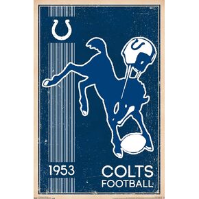 Trends International NFL Indianapolis Colts - Retro Logo 14 Wall Poster, 22.375" x 34", Black Framed Version