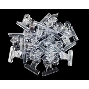 Yueton 24pcs Plastic Bulldog Clips, Utility Paper Clips, Hinge Clips for Home, Office Use (Clear)
