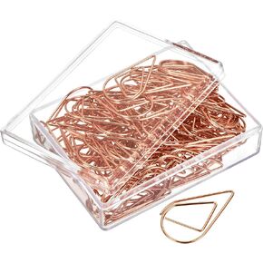 MECCANIXITY Paper Clip Drop-Shaped Cute Decorative Clips Bookmarks with Box 1.3 Inch Black for Organize Office Home, Pack of 100