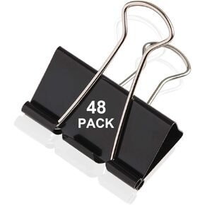 48 Pack Extra Large Binder Clips 2 Inch, Big Paper Clamps Black for Home, School and Office Supplies