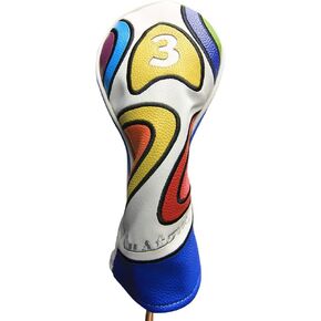 Majek Retro Golf Headcover Limited Edition Vintage Leather Style Psychedelic Colorful Groovy Custom Design #3 Fairway Wood Head Cover