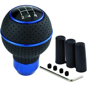 5 Speed Shifter Knob Ball Transmission Handle Car PU Leather Gear Stick Knob for Most Manual Automotive Vehicles (Blue)