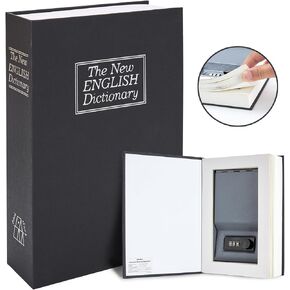 Diversion Book Safe with Real Pages, Ohuhu Combination Book Lock Box Money Safe for Cash, Secret Hidden Storage Faux Dictionary Book Box Disguised Safe for Home Office