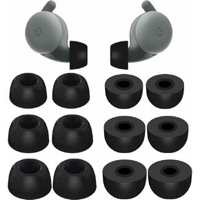 Memory Foam Tips Compatible with Google Pixel Buds A-Series Ear Tips, 6 Pairs No Silicone Noise Reduce Comfortable Fit in Case Eartips Compatible with Google Pixel Buds A Series - S/M/L Black