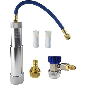AC Oil and Dye Injector Kit, Suitable for R134A R1234YF Refrigerant System, with Adjustable Coupler and Oil Checkers