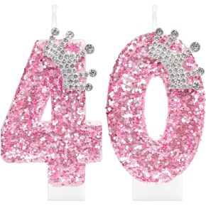 Pink Birthday Candles,Number 0 Candles, Pink Crown Happy Birthday Candle for Cake,Rose Gold Design Cake Topper Decorations for Girl Women Pet Birthday Party Wedding
