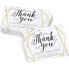 25 Gold Marble Thank You Cards for Small Business, We Appreciate You Supporting My Business Customer Appreciation Note Cards, Mini Thanks You Made My Day Pretty Elegant Purchase Order Inserts, 3.5x5"