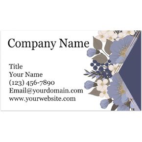 Custom Printed Business Cards - Thick Sturdy Stock - 3.5" x 2" - 100% Made in the U.S.A. (Blue Floral, 100)