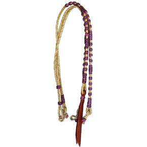 CHALLENGER Horse Horse Braided Natural Rawhide Leather Rommel Romel Romal Reins Purple 6654PR