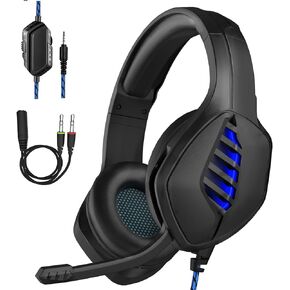 Gaming Headset with Microphone - for PC, PS4, PS5, Switch, Xbox One, Xbox Series X|S - 3.5mm Jack Gamer Headphone with Noise Canceling Mic - Black&Blue