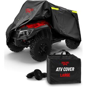 Badass Moto ATV Covers Waterproof Outdoor Heavy Duty, Rip-Resistant, Night-Reflective Quad Cover, 4 Wheeler Cover, Easy-Access Zipper & Vents Four Wheeler Accessories - ATV Gifts, Small 75" Long