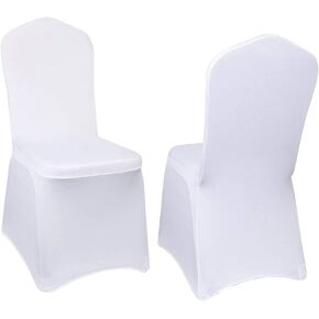 Yahpetes 2 Pcs Chair Covers Polyester Spandex Banquet Chair Covers Slipcover Flat Front Stretch Spandex Chair Covers for Wedding Banquet Dining Party Decorations (Black)