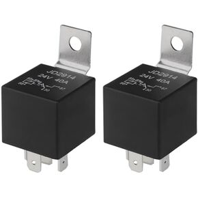 2 Pieces 5 Pin Car Relay, 24V 40A SPDT Automotive Relay with Metal Mounting Bracket, for Car Truck Boat (Black)
