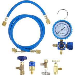 Mtsooning Refrigerator Freon Recharge Kit,R134A Refrigerant Charging Hose with Gauge for AC Refrigerant System.1/2" ACME Can Tap with Quick Coupler