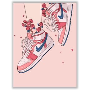 ملصق حذاء رياضي وردي Hypebeast Girly - (12 × 16 بوصة) غير مؤطر - لوحة فنية جدارية AJ، ديكور غرفة Hypebeast، ملصق فني جداري مستقل، مجموعة أحذية رياضية رياضية Air Gym Shoebox ملصق جمالي رائع للأولاد المراهقين in Kuwait