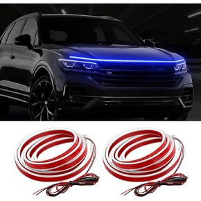 Exterior Car LED Hood Light Strip, 59 Inch Dreamcolor Car Under Hood Decoration Light Strips with Chasing, Flexible Waterproof Daytime Running Light Strip kit for Cars, SUVs, Trucks in Kuwait